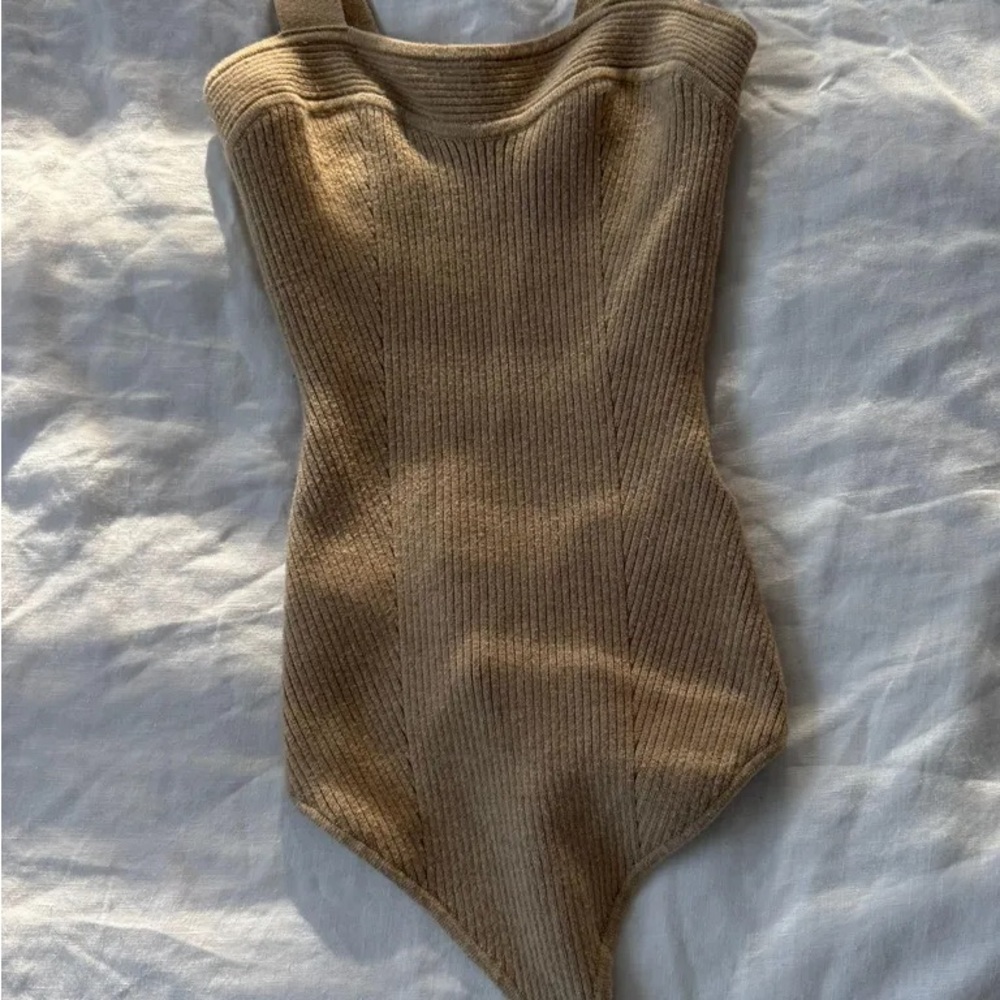 Abercrombie & Fitch Tan Ribbed Bodysuit